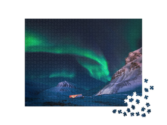 Puzzle 1000 Teile „Das polare Nordlicht über Spitzbergen, Norwegen“