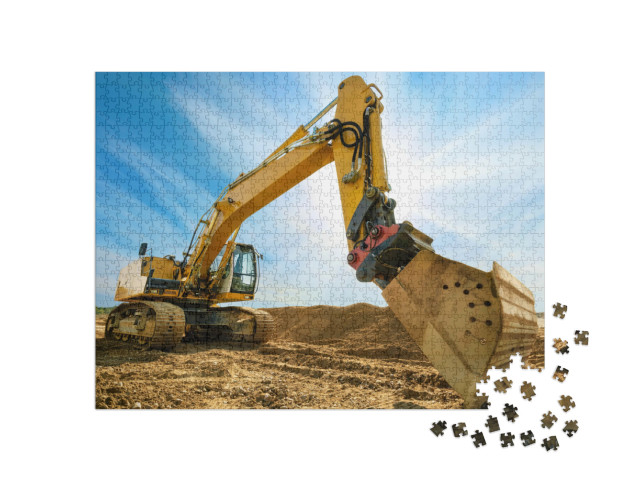 Puzzle 1000 Teile „Großer Bagger auf neuer Baustelle “