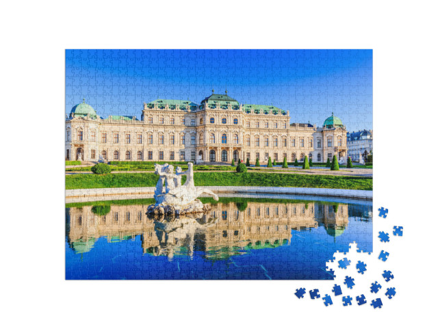 Puzzle 1000 Teile „Oberes Schloss Belvedere mit Wasserfontäne, Wien, Österreich“