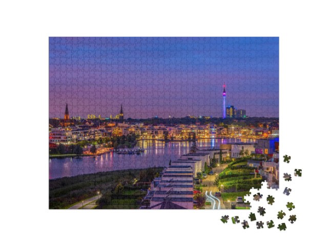 Puzzle 1000 Teile „Panoramablick auf den Phoenix-See in Dortmund, Deutschland“