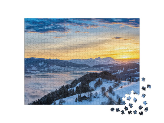 Puzzle 1000 Teile „Winterlandschaft Bregenzer Wald“