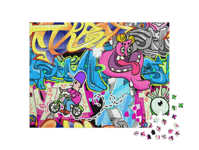 Puzzle 1000 Teile „Wand, vollbedeckt mit Graffiti“