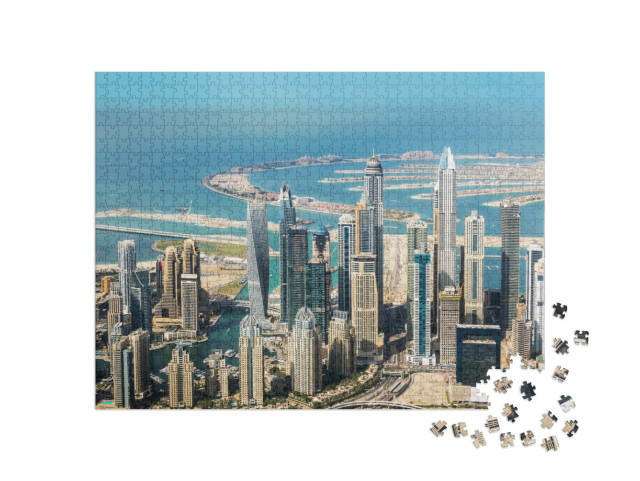 Puzzle 1000 Teile „Skyline von Dubai Marina und Palm Jumeirah, Vereinigte Arabische Emirate“