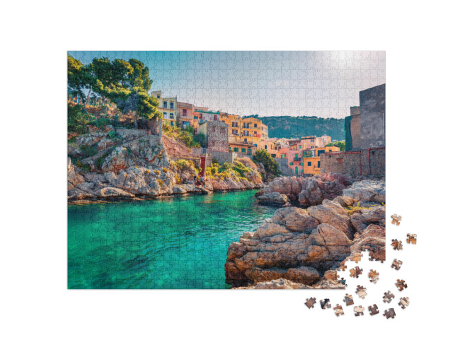 Puzzle 1000 Teile „Malerisches Dorf Sant' Elia auf Sizilien, Italien“