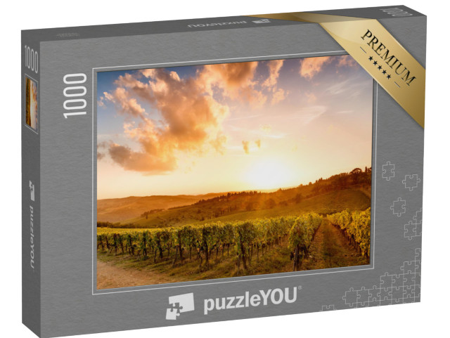 Puzzle 1000 Teile „Weinberge im Chianti-Gebiet bei Sonnenuntergang, Italien“