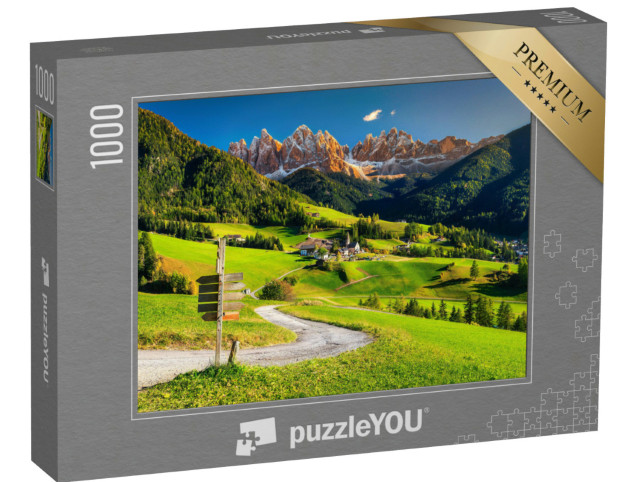 Puzzle 1000 Teile „Dorf Santa Maddalena im Val di Funes Tal, Südtirol, Italien“