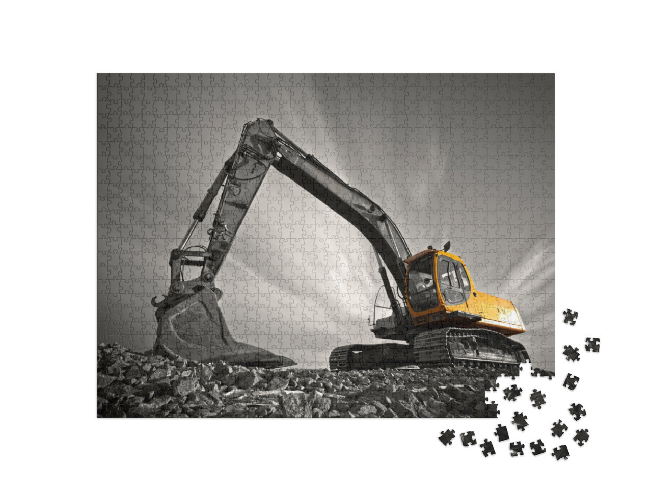 Puzzle 1000 Teile „Bagger auf steinigem Boden“