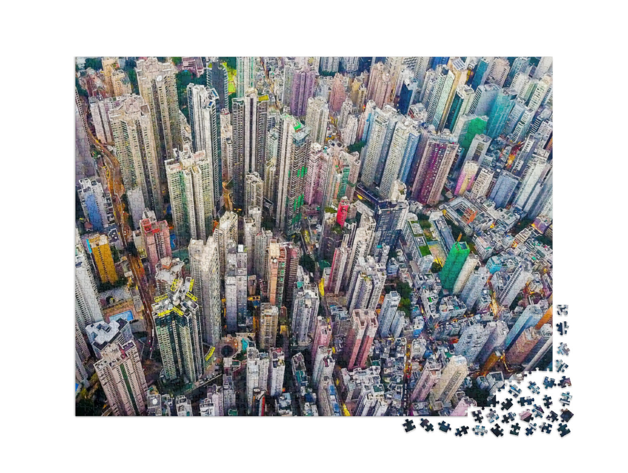 Puzzle 2000 Teile „Hongkong aus der Vogelperspektive“