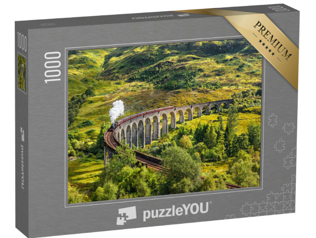 Puzzle 1000 Teile „Glenfinnan Railway Viaduct in Schottland mit Dampfzug, Schottland“
