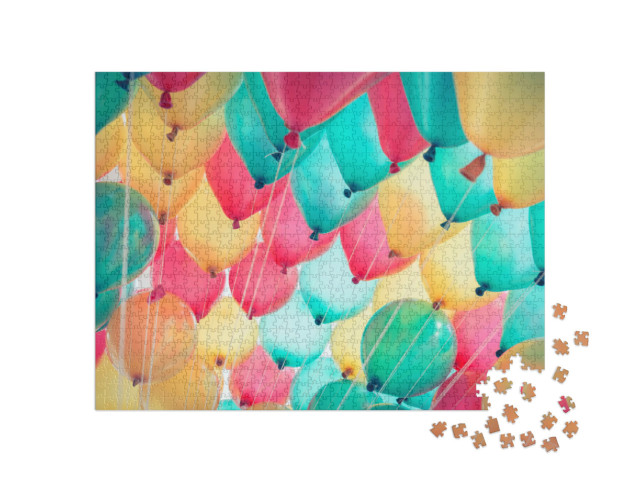 Puzzle 1000 Teile „Bunte Luftballons steigen in den Himmel“