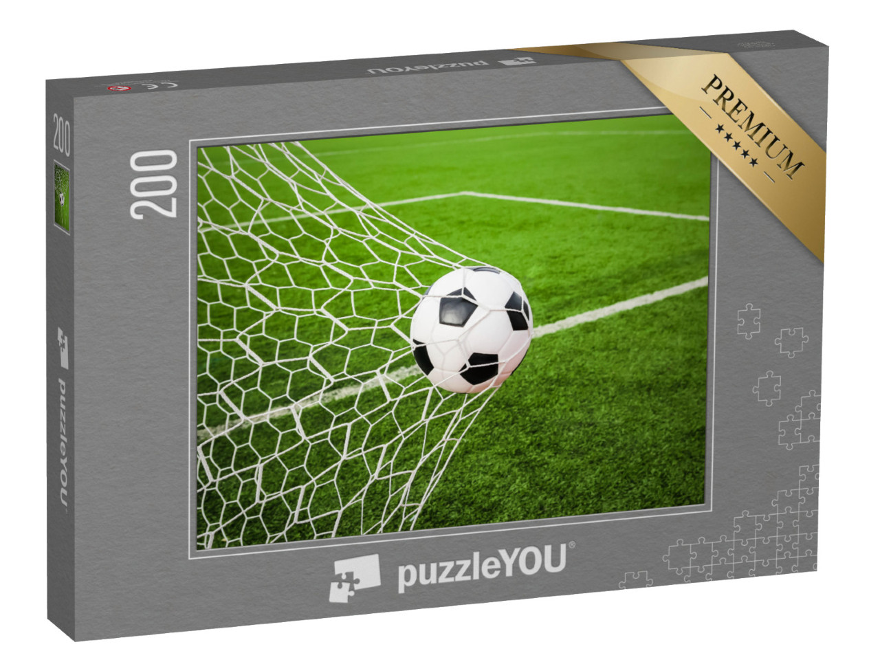 Puzzle 200 Teile „Fußball im Tor-Netz“