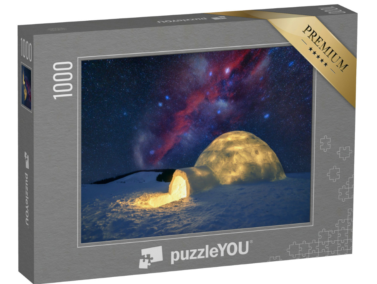 Puzzle 1000 Teile „Beleuchtetes Iglu unter dem Sternenhimmel der Karpaten“