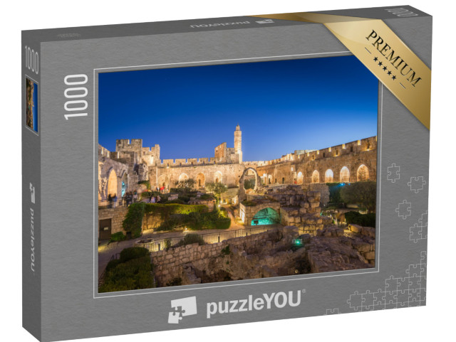 Puzzle 1000 Teile „Jerusalem: Die archäologischen Gärten des Museums der Stadt David am Abend“