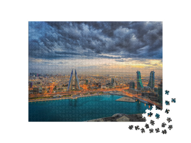Puzzle 1000 Teile „Luftaufnahme der Architektur in Manama, Bahrain“