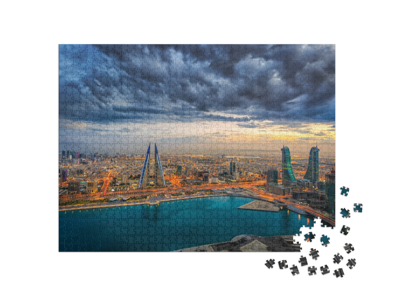 Puzzle 1000 Teile „Luftaufnahme der Architektur in Manama, Bahrain“