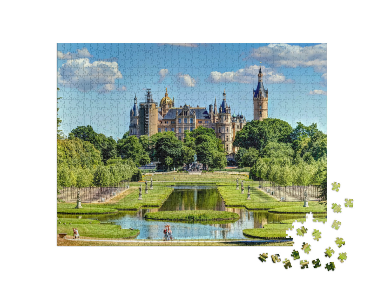 Puzzle 1000 Teile „Blauer Himmel über dem Schweriner Schloss in Deutschland“