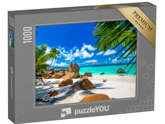 Puzzle 1000 Teile „Strand auf den Seychellen mit Granitfelsen“