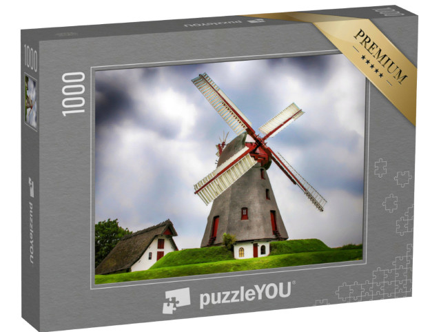 Puzzle 1000 Teile „Windmühlenhof an einem düsteren Tag “