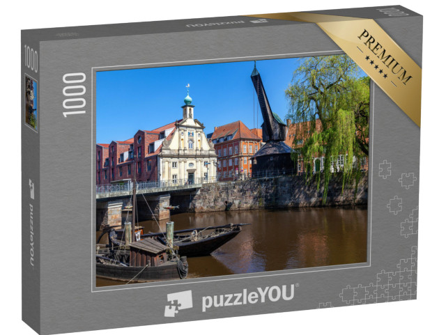 Puzzle 1000 Teile „Alter Kran auf dem Stintmarkt, Lüneburg, Deutschland“