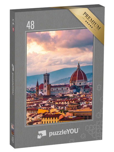 Puzzle 48 Teile „Sonnenuntergang über Florenz in Italien“