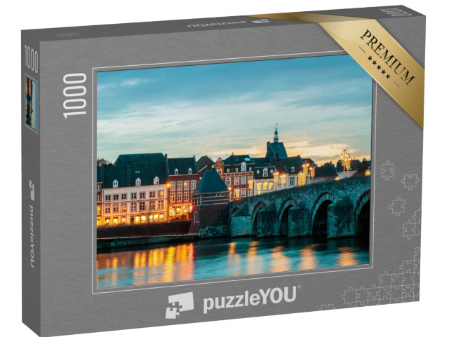 Puzzle 1000 Teile „Blick auf die berühmte holländische Sint Servaas Brücke von Maastricht“