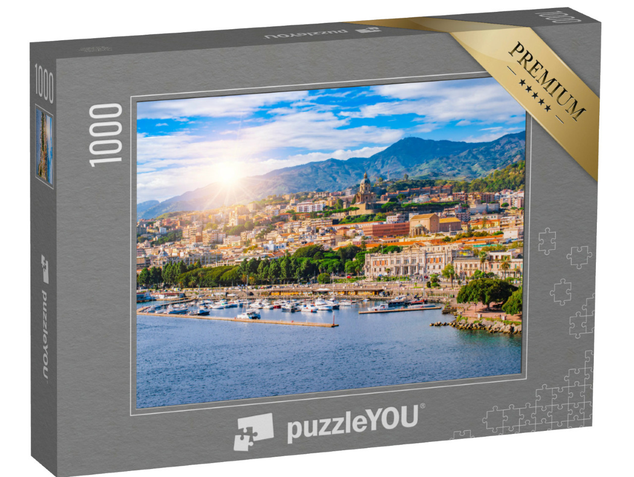 Puzzle 1000 Teile „Der Hafen von Messina, Sizilien, Italien“
