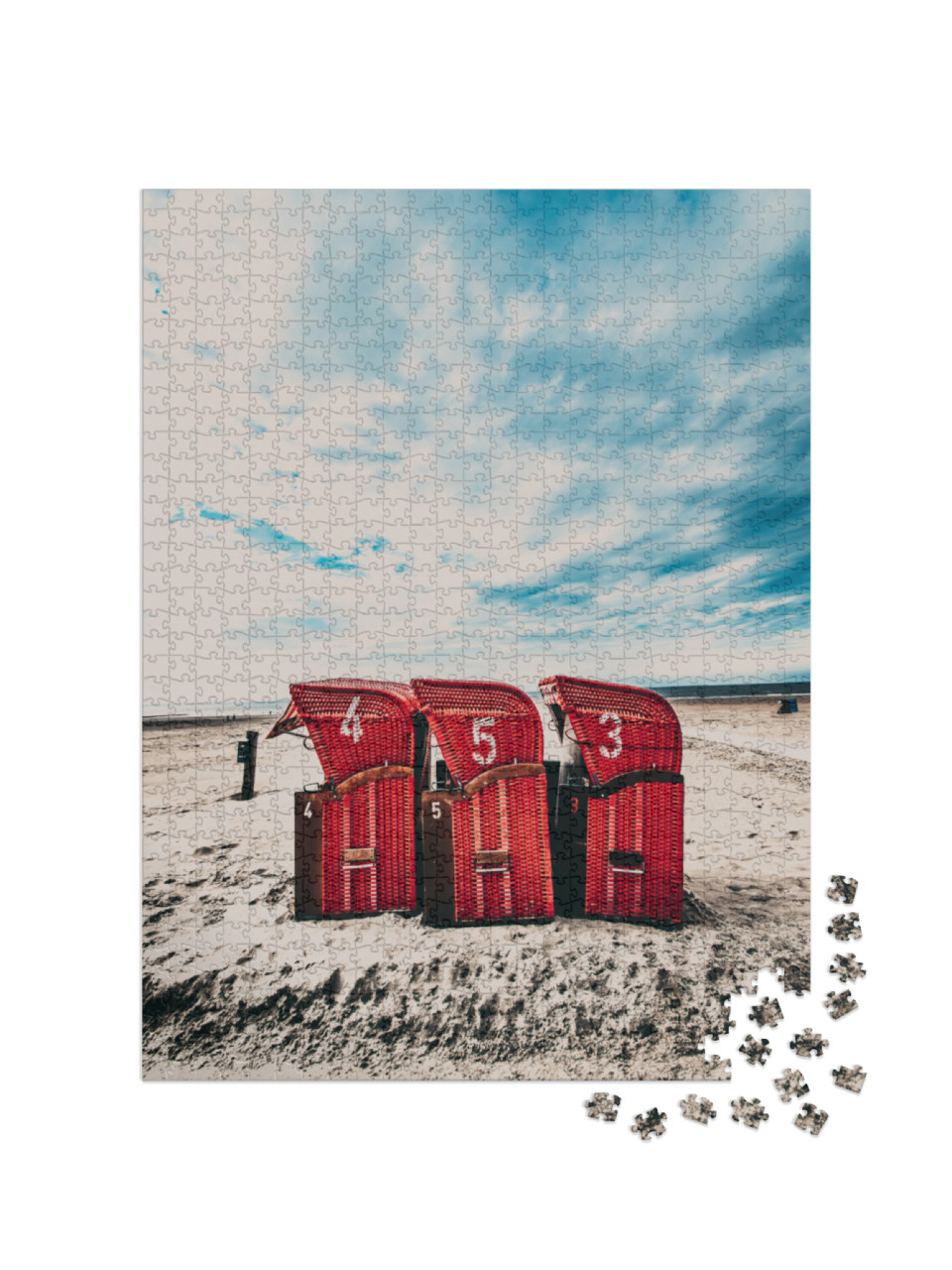 Puzzle 1000 Teile „Strandkörbe auf Borkum, Deutschland“
