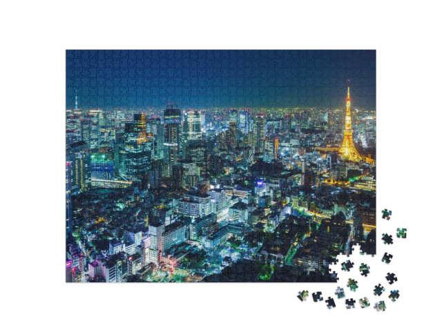 Puzzle 1000 Teile „Skyline von Tokio bei Nacht“