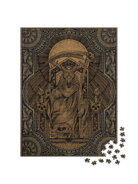 Puzzle 1000 Teile „Satan auf Gothic-Gravur im Ornament Stil“