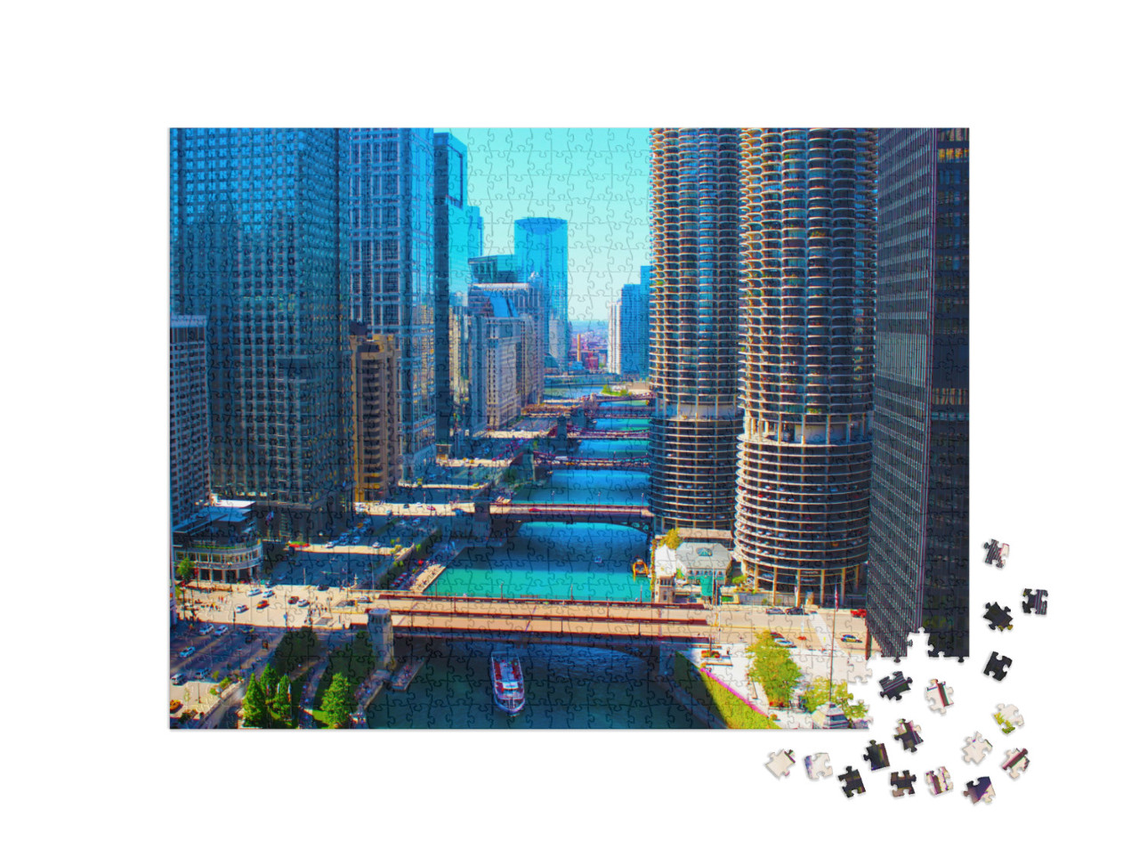 Puzzle 1000 Teile „Chicago River“