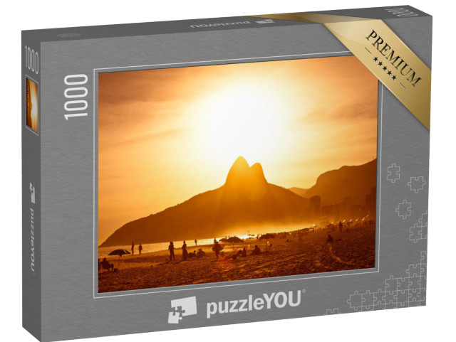 Puzzle 1000 Teile „ Sonnenuntergang am Strand von Ipanema, Rio de Janeiro, Brasilien“