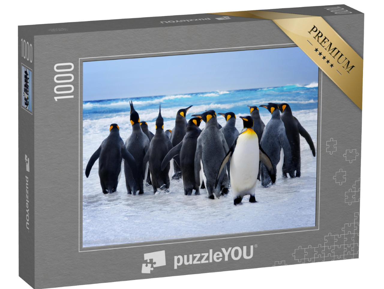 Puzzle 1000 Teile „Königspinguine auf dem Weg zum Wasser auf den Falklandinseln“