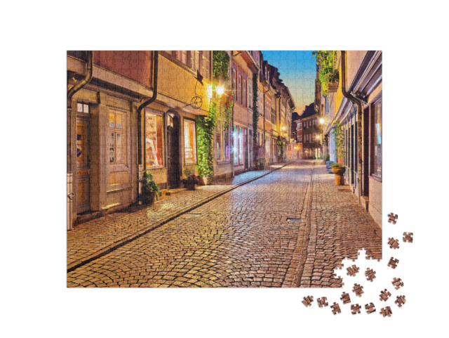 Puzzle 1000 Teile „Malerische alte Straße in Erfurt, Deutschland“