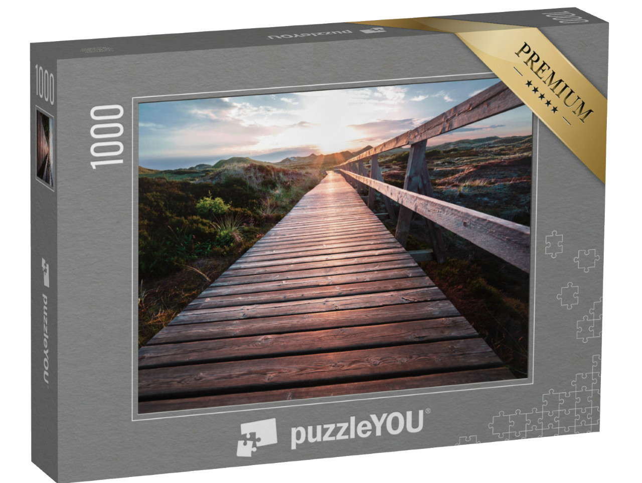 Puzzle 1000 Teile „Hölzerne Strandpromenade auf Amrum, Deutschland“