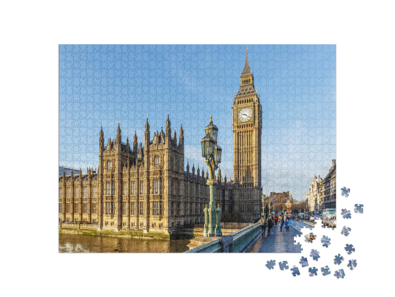 Puzzle 1000 Teile „Der Big Ben im Winter mit sonnigem Morgen, London“