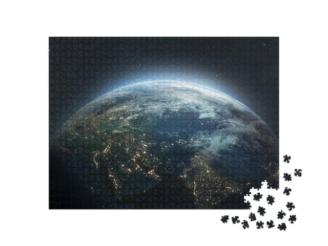 Puzzle 1000 Teile „Die Erde bei Nacht, Stadtlichter auf dem Planeten“