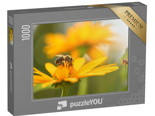 Puzzle 1000 Teile „Nahaufnahme einer Biene und Blume“