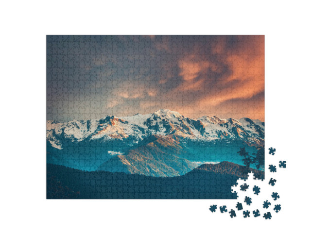 Puzzle 1000 Teile „Beeindruckende Berglandschaft, Kaukasischer Hauptkamm, Georgien“