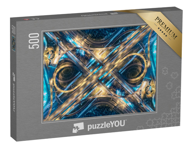 Puzzle 500 Teile „Luftaufnahme des Straßenverkehrs in einer thailändischen Stadt“