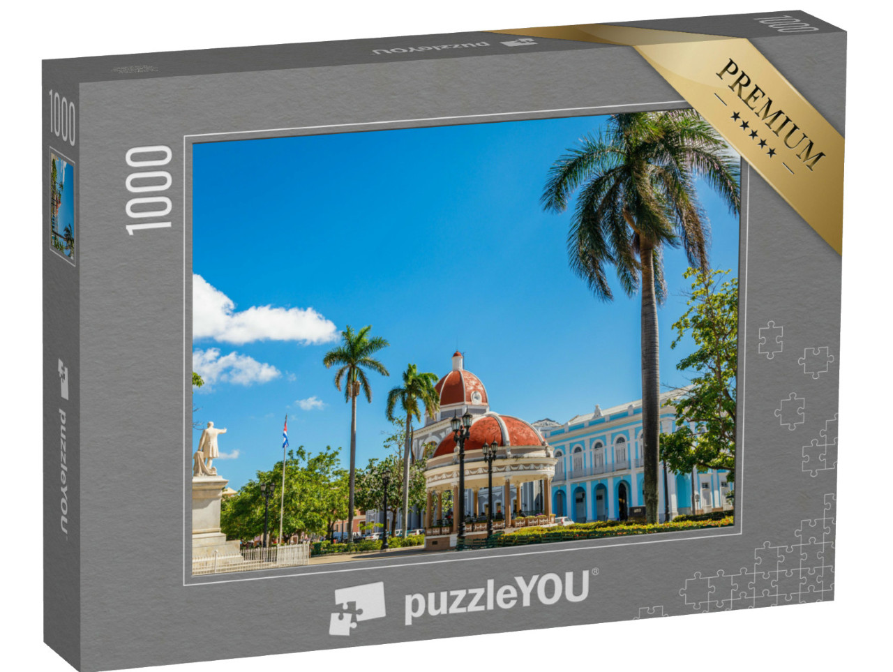 Puzzle 1000 Teile „Cienfuegos Jose Marti Zentralpark mit Palmen, Cienfuegos, Kuba“