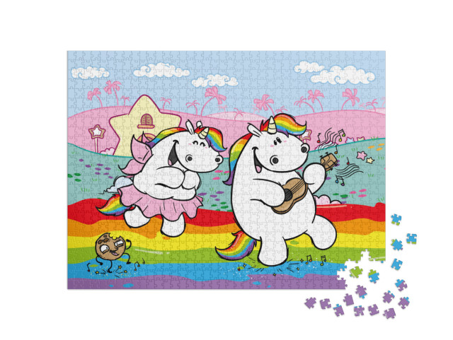 Puzzle 1000 Teile „Pummeleinhorn: Pummel & Friends - Regenbogen“