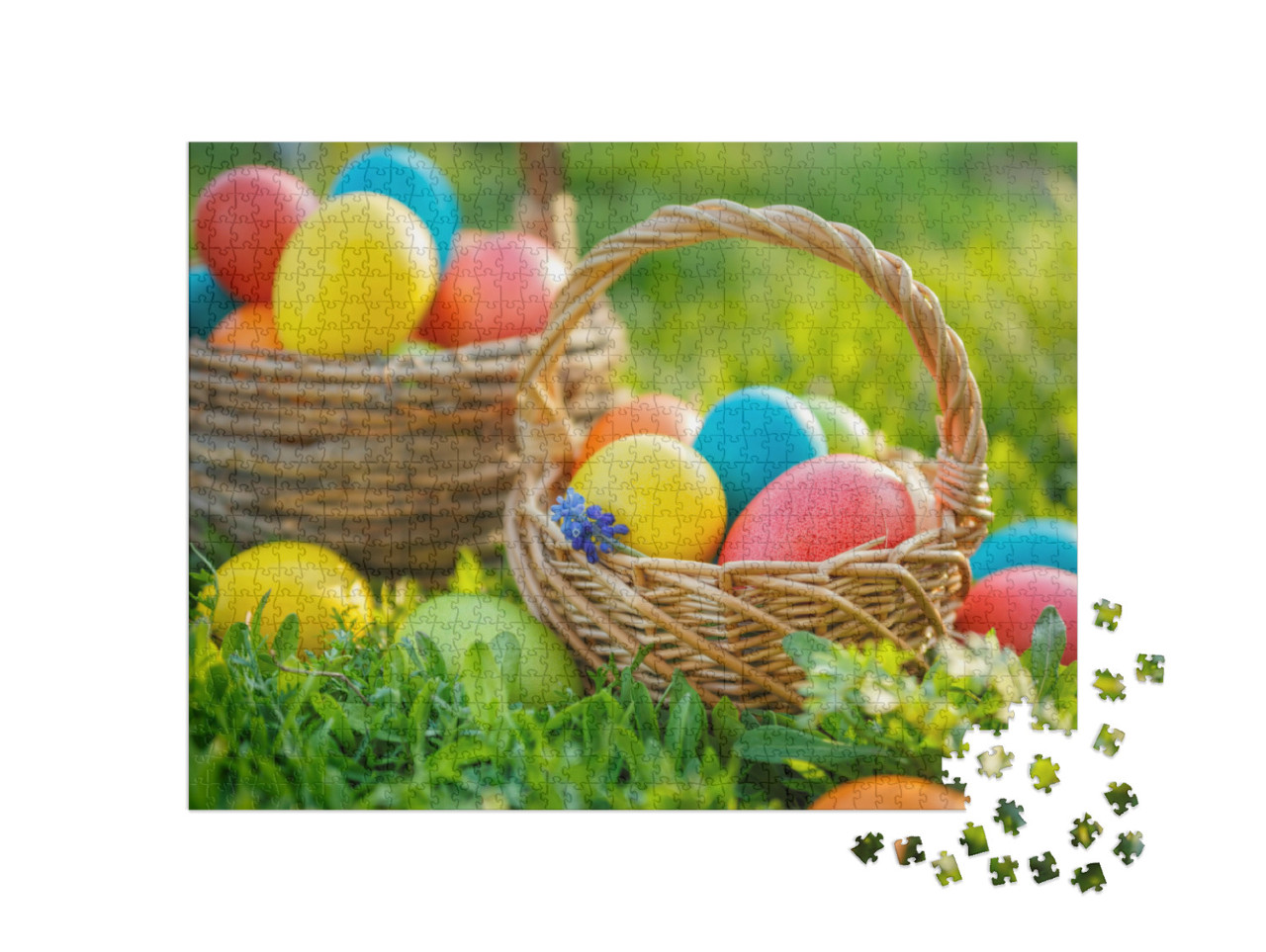 Puzzle 1000 Teile „Frohe Ostern! Bunte Ostereier in Körbchen“
