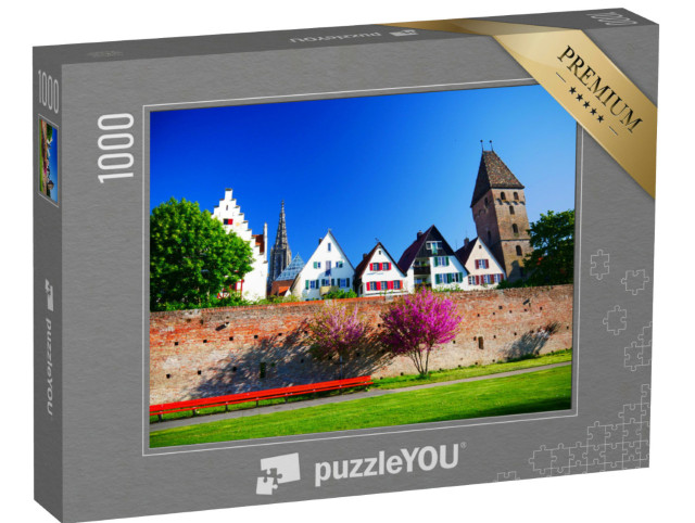 Puzzle 1000 Teile „Historische Gebäude hinter der Stadtmauer von Ulm“