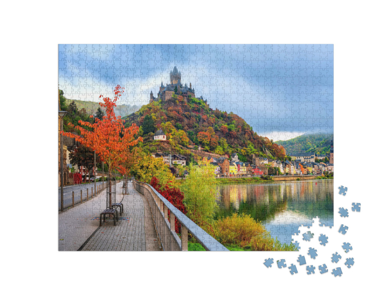 Puzzle 1000 Teile „Historische Stadt Cochem an der Mosel im Herbst, Rheinland-Pfalz, Deutschland“