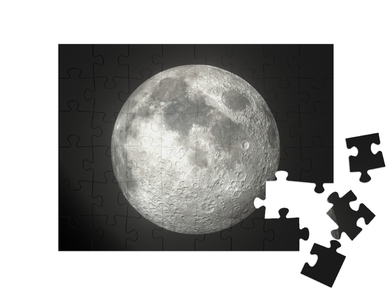 Puzzle 48 Teile „Der leuchtende Mond im Weltall“