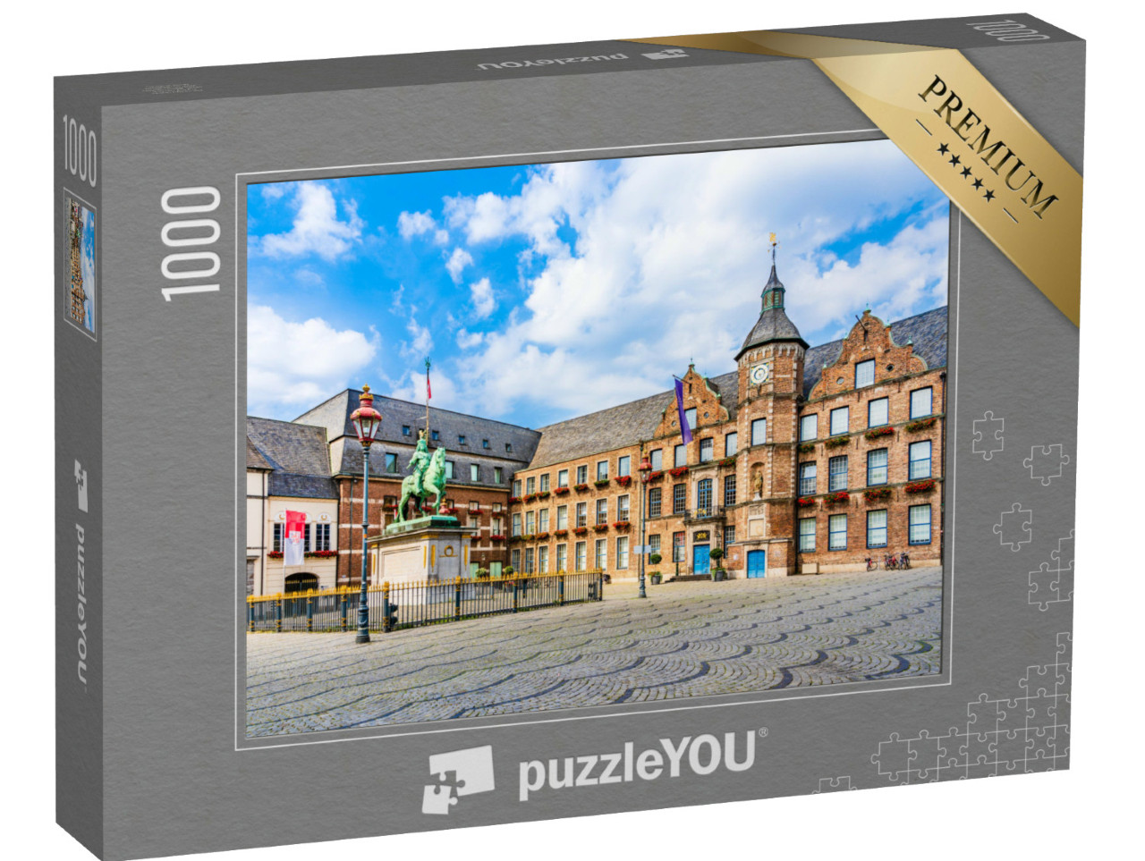 Puzzle 1000 Teile „Rathaus und Reiterstandbild von Jan Wellem, Düsseldorf“