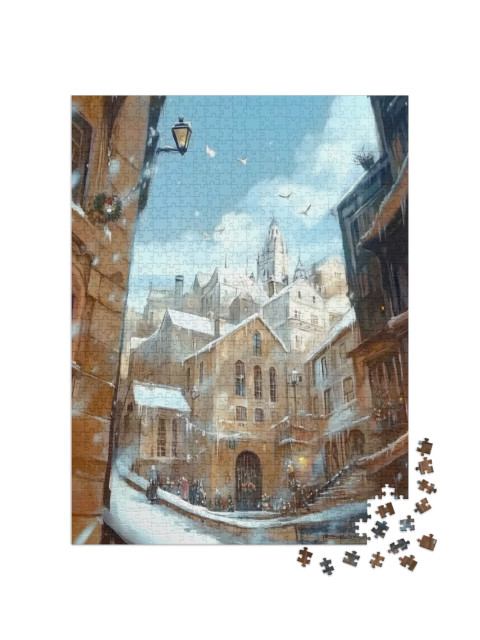 Puzzle 1000 Teile „Weihnachtsmorgen über der Altstadt“