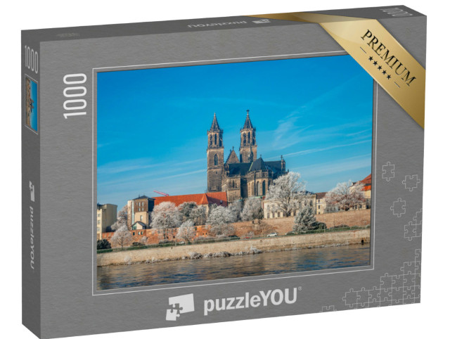 Puzzle 1000 Teile „Innenstadt von Magdeburg an einem Wintertag, Deutschland“