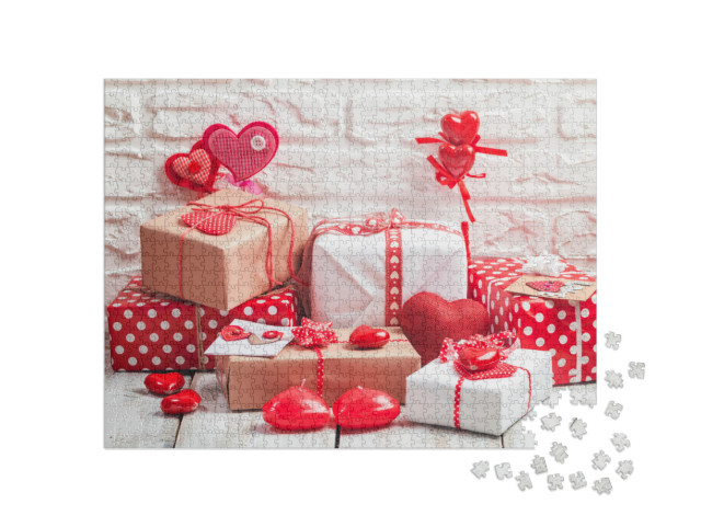 Puzzle 1000 Teile „Valentinstag: Geschenke und Herzen“