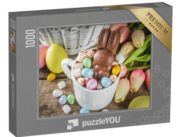 Puzzle 1000 Teile „Heiße Schokolade mit Schoko-Hase und Marshmallows“